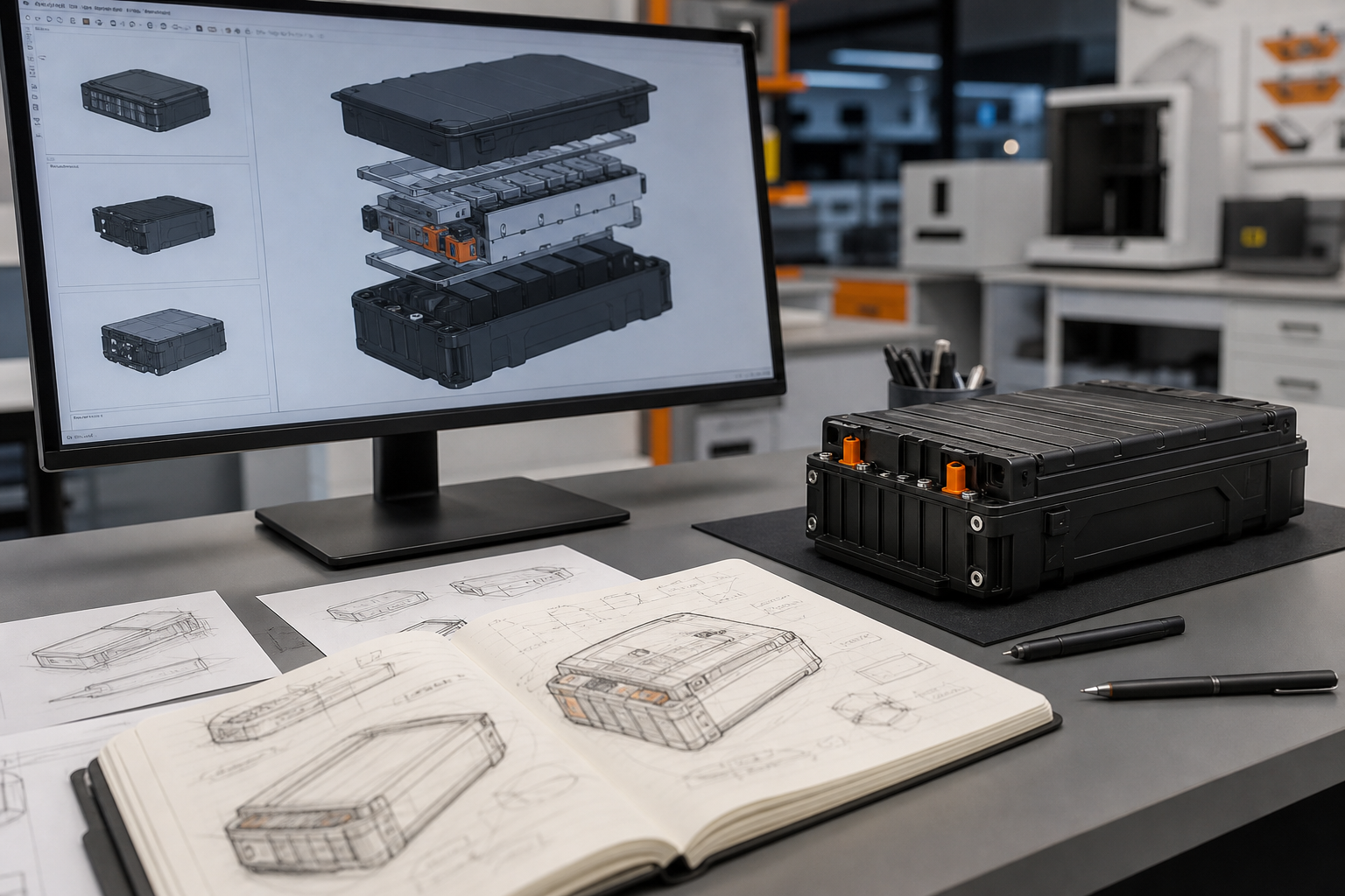 Battery pack development from sketch to CAD to prototype